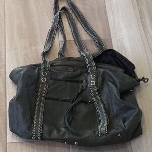Stylish Olive Green Leather Tote Bag